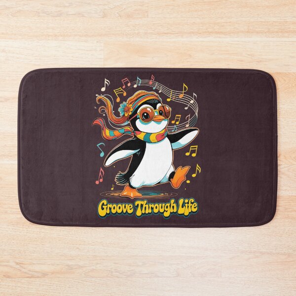 Item preview, Groove Through Life - Groovy Penguin Boho 70s Art | LaLi Designs designed and sold by LaLi-Designs.