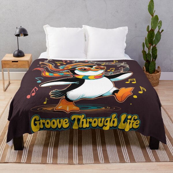 Item preview, Groove Through Life - Groovy Penguin Boho 70s Art | LaLi Designs designed and sold by LaLi-Designs.
