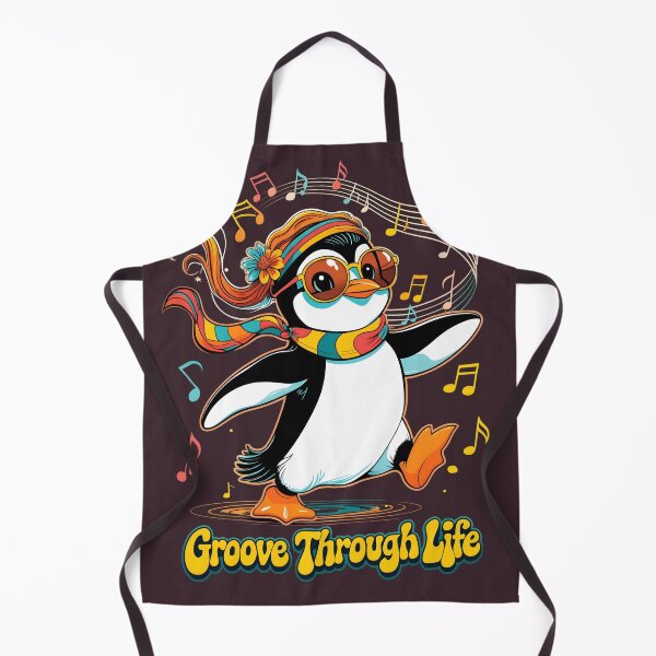 Item preview, Groove Through Life - Groovy Penguin Boho 70s Art | LaLi Designs designed and sold by LaLi-Designs.