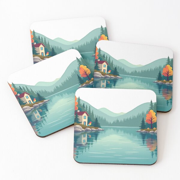 Item preview, Landscape Of A Riverside House In Autumn. designed and sold by MigWhimsy.
