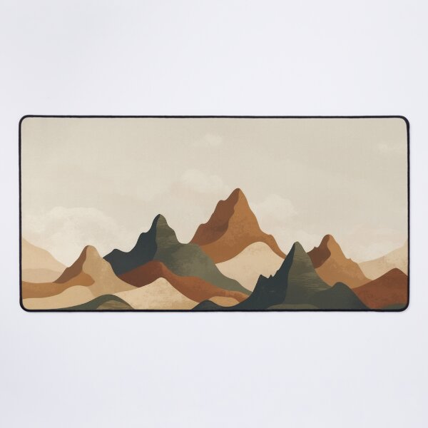 Boho Mountain Landscape – Earthy Tones Desk Mat