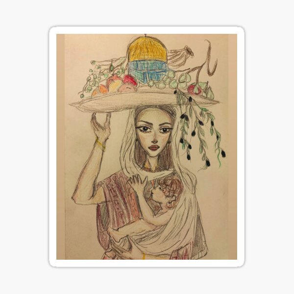 Vista previa del artículo con la obra «MADRE PALESTINA», diseñado y vendido por ShawarmaDragon .