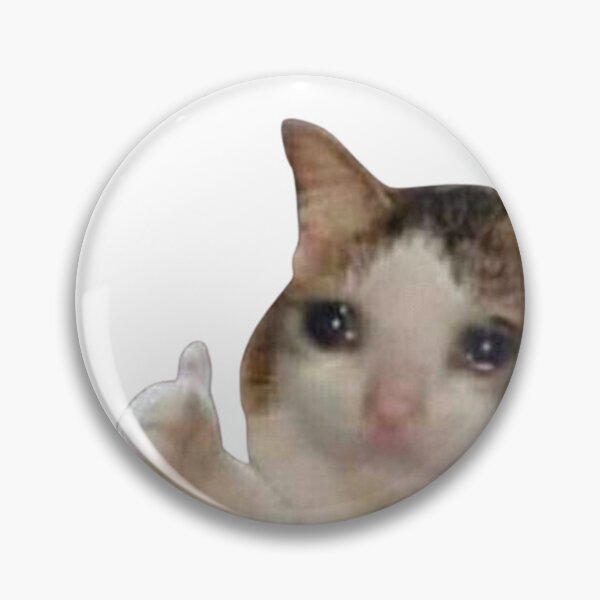 Item preview, Crying Cat Giving a Thumbs Up Meme – Funny Emotional Cat Art designed and sold by The Eclectic Cat.