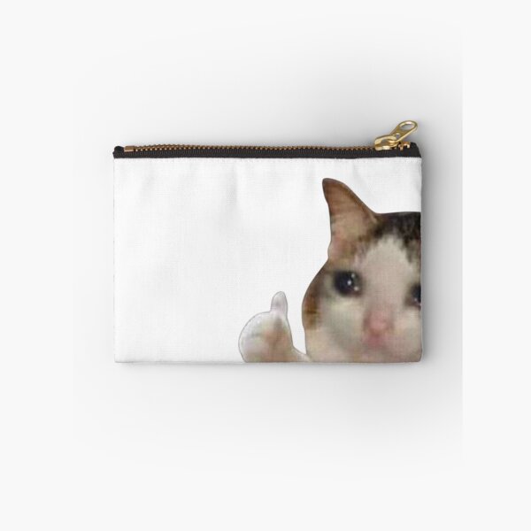 Item preview, Crying Cat Giving a Thumbs Up Meme – Funny Emotional Cat Art designed and sold by The Eclectic Cat.