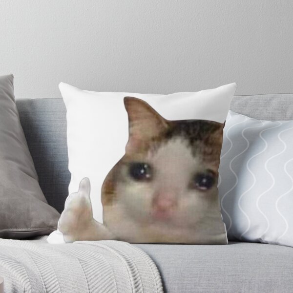 Item preview, Crying Cat Giving a Thumbs Up Meme – Funny Emotional Cat Art designed and sold by The Eclectic Cat.