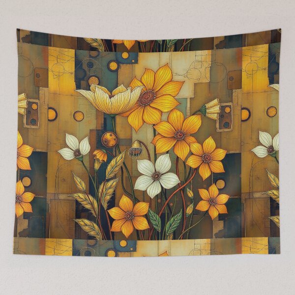 Item preview, A Beautiful Flower Garden painting inspired by Gustav Klimt designed and sold by Vintage Designs +.