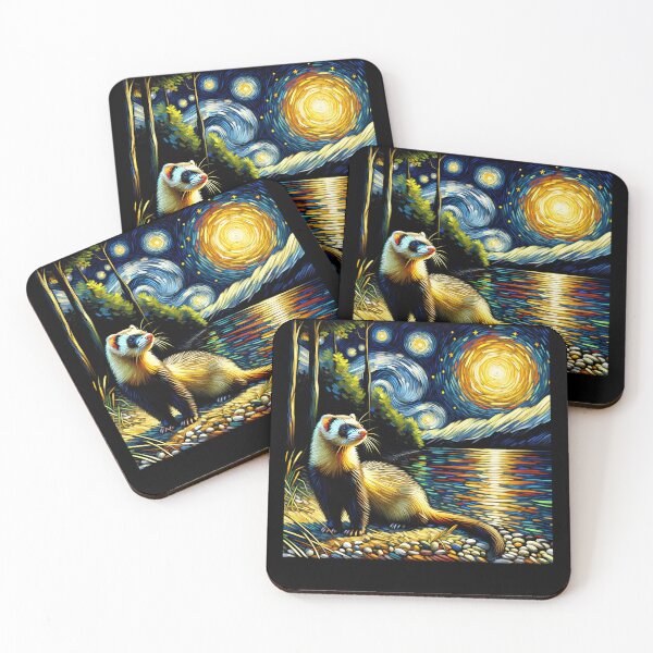 Aperçu de l'œuvre Furet de la nuit étoilée, amoureux de Van Gogh créée et vendue par Kimberley King Art King Art.