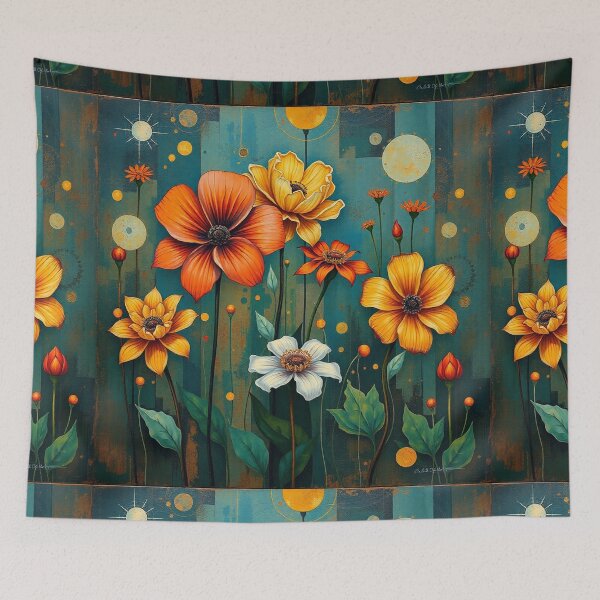 Item preview, A Beautiful Flower Garden painting inspired by Gustav Klimt designed and sold by Vintage Designs +.