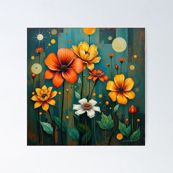 Item preview, A Beautiful Flower Garden painting inspired by Gustav Klimt designed and sold by Vintage Designs +.
