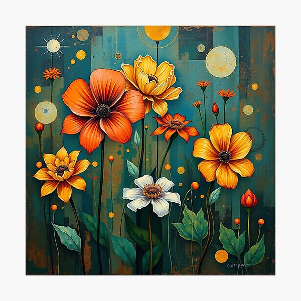 Item preview, A Beautiful Flower Garden painting inspired by Gustav Klimt designed and sold by Vintage Designs +.