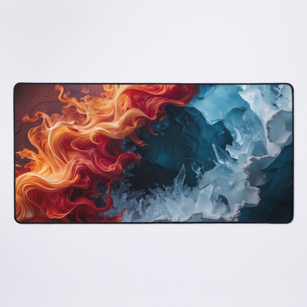 Fire vs Ice – Elemental Power Clash Desk Mat