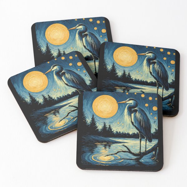 Item preview, Starry Night Great Blue Heron Van Gogh Bird Lover designed and sold by Kimberley King Art  King Art.