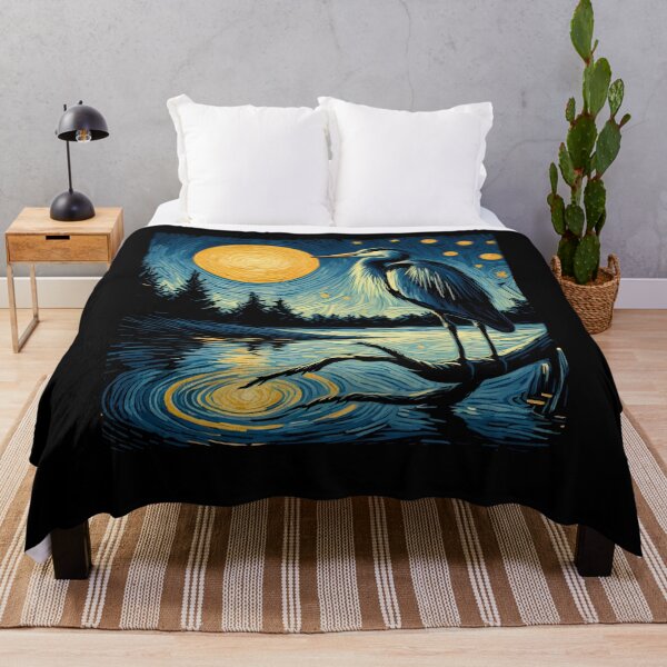 Item preview, Starry Night Great Blue Heron Van Gogh Bird Lover designed and sold by Kimberley King Art  King Art.