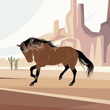 Aperçu de l'œuvre Cheval Barbe Espagnol, cheval rouanné sur un fond de paysage, cheval de selle, races de chevaux des États Unis de WebEquitation®