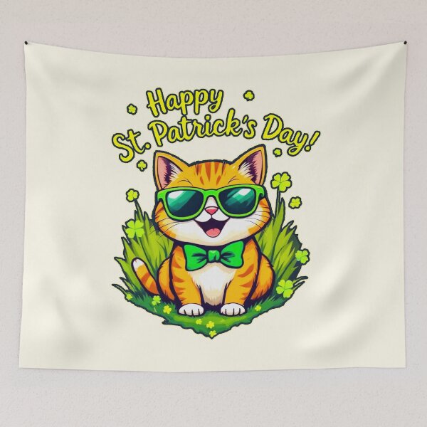 Item preview, St. Patrick’s Day Cool Cat 2 designed and sold by SteadyRolling.