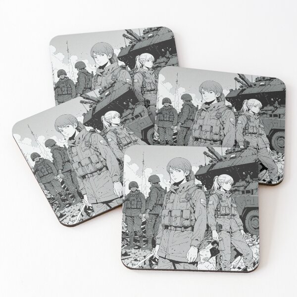 Item preview, Retro-Futuristic 90s Anime Soldiers - Desolate Battlefield designed and sold by RetroRebootShop.