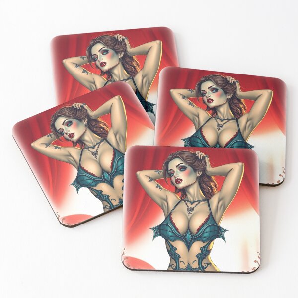 Item preview, Cool Beautiful Vampire demon fantasy punk horror Girl fantasy art illustration designed and sold by Vintage Designs +.