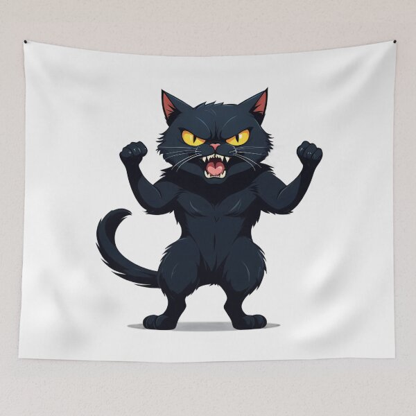 Artikelvorschau, Wilde, wütende schwarze Katze – Aggressive Katzenkunst entworfen und verkauft von UniversalFlair.
