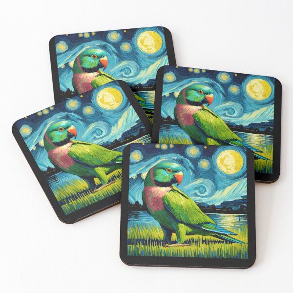 Item preview, Starry Night Indian Ringneck Parrot Van Gogh Bird Lover designed and sold by Kimberley King Art  King Art.