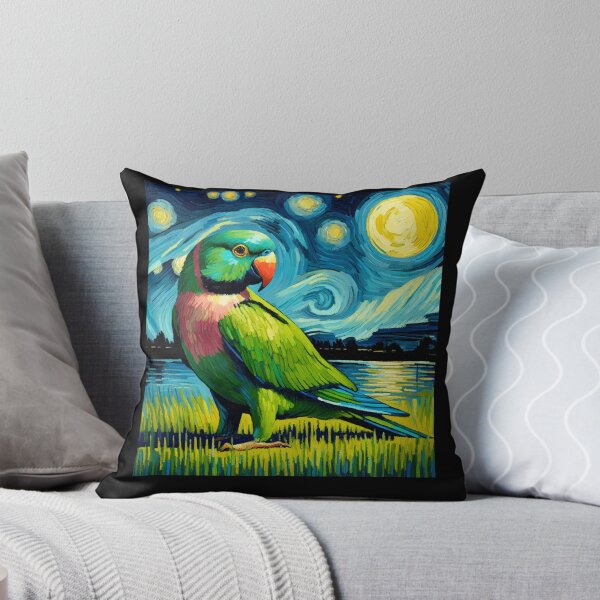 Item preview, Starry Night Indian Ringneck Parrot Van Gogh Bird Lover designed and sold by Kimberley King Art  King Art.