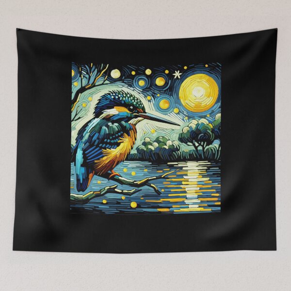 Item preview, Starry Night Kingfisher Van Gogh Bird Lover designed and sold by Kimberley King Art  King Art.