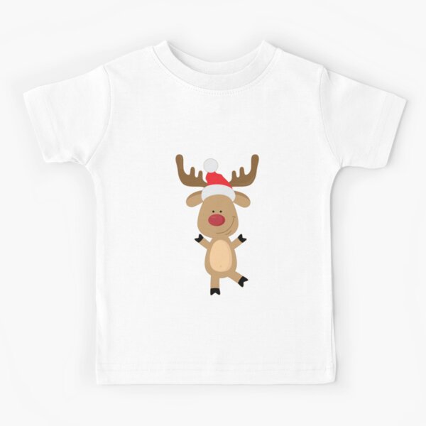 Kids Childrens Santa's Reindeer Names Rudolph Christmas T-shirt Age 5-13 Years 