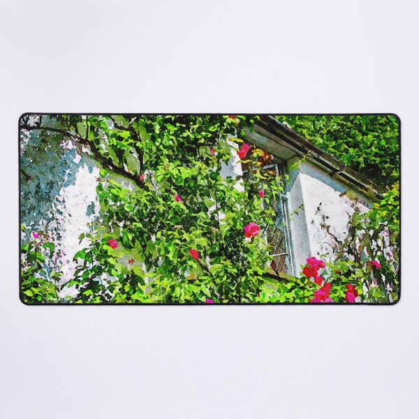 Item preview, Charming cottage with blooming roses and vibrant greenery designed and sold by GestaltImagery.