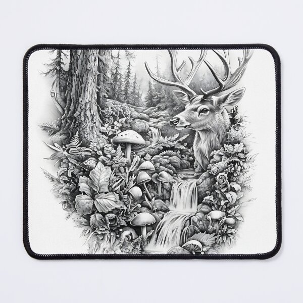 Item preview, Realistic Stag and deer pencil drawing designed and sold by Pencil-Art.