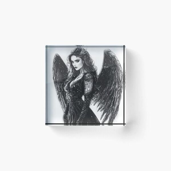 Item preview, Realistic Girl with Black Wings pencil drawing designed and sold by Pencil-Art.