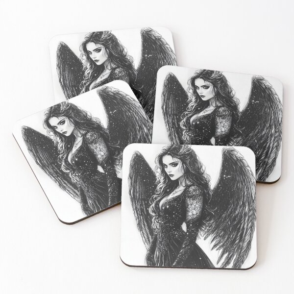 Item preview, Realistic Girl with Black Wings pencil drawing designed and sold by Pencil-Art.