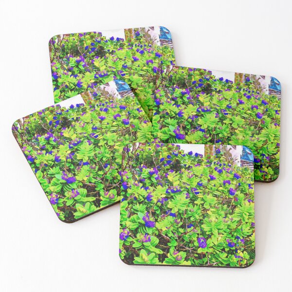 Item preview, Vibrant watercolor painting of California Lilac in a garden setting designed and sold by GestaltImagery.