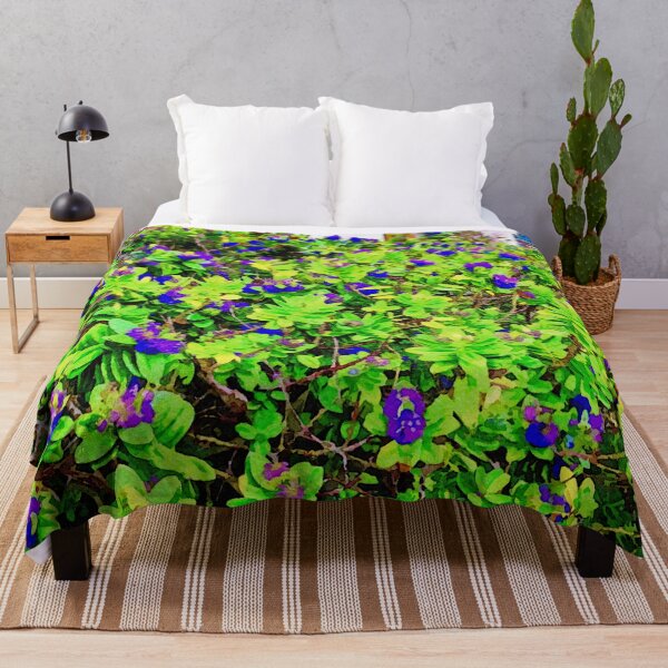 Item preview, Vibrant watercolor painting of California Lilac in a garden setting designed and sold by GestaltImagery.