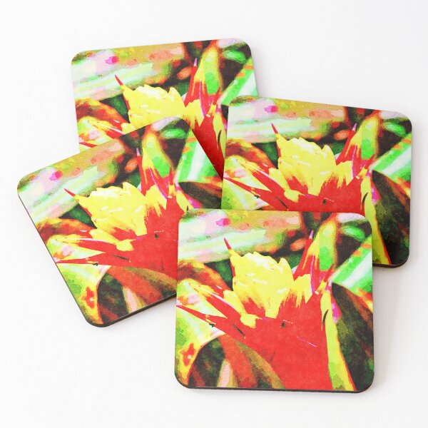 Item preview, Vibrant watercolor painting of a tropical bromeliad flower in vivid colors designed and sold by GestaltImagery.