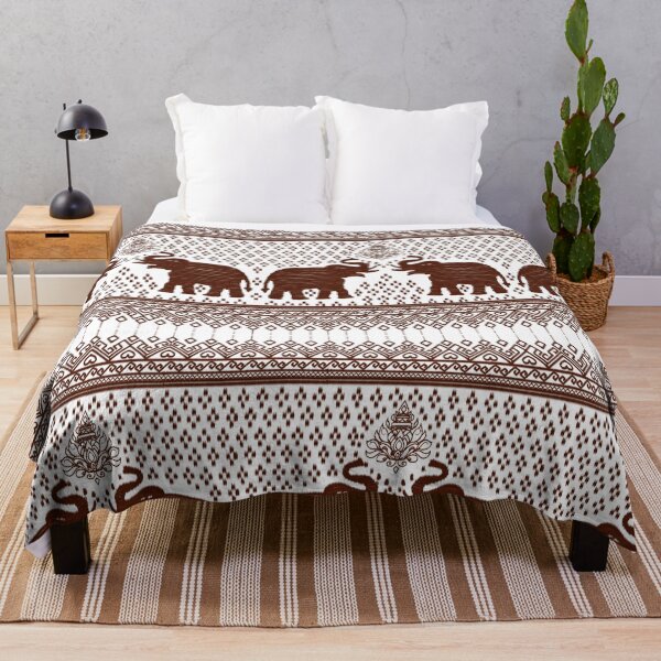 Item preview, Traditional Thai Elephant Ikat Pattern with Heart Motif designed and sold by Mondee Shop.