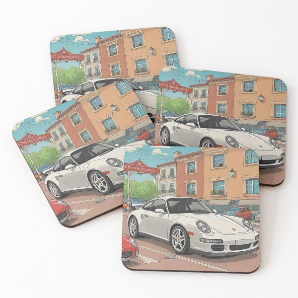 Item preview, Timeless White Sports Car in European Town – Digital Art designed and sold by CARSOOTH.
