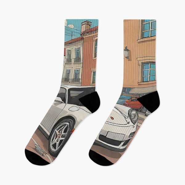 Item preview, Timeless White Sports Car in European Town – Digital Art designed and sold by CARSOOTH.
