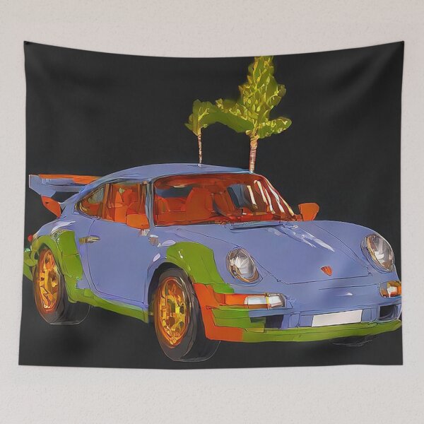 Item preview, Vibrant Retro Sports Car – Abstract Pop Art on Black designed and sold by CARSOOTH.