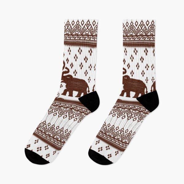 Item preview, Traditional  two Thai Elephant Ikat Pattern with Heart Motif designed and sold by Mondee Shop.