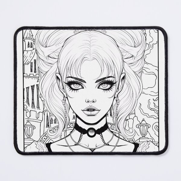 Item preview, Gothic Girl #3 Coloring Page Pattern  designed and sold by DavidColoring.