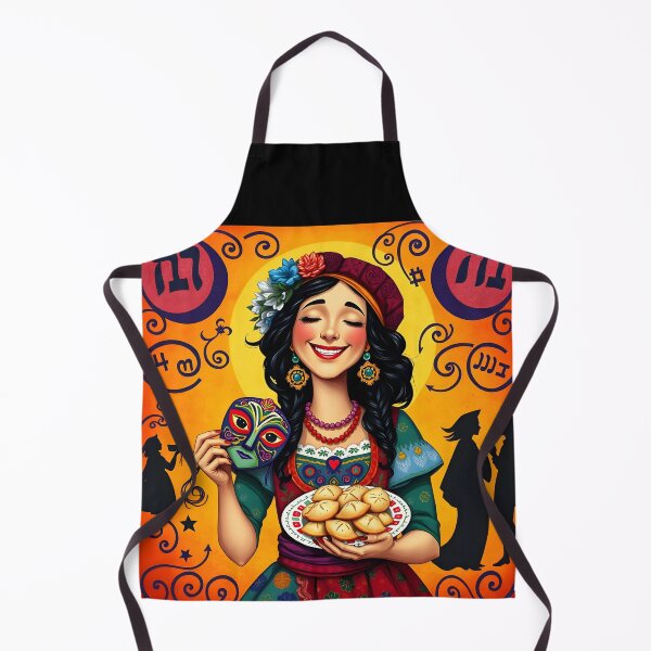 Item preview, happy purim illustration with girl with mask and hamantaschen cookie designed and sold by EmeraldeaArt.
