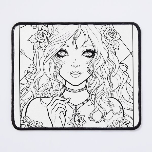 Item preview, Gothic Girl #4 Coloring Page Pattern  designed and sold by DavidColoring.