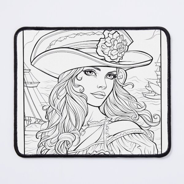 Item preview, Pirate Girl #3 Coloring Page Pattern designed and sold by DavidColoring.