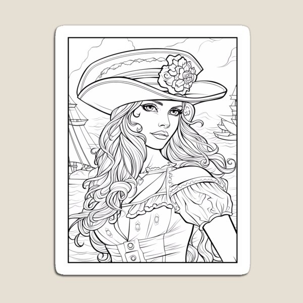 Item preview, Pirate Girl #3 Coloring Page Pattern  designed and sold by DavidColoring.