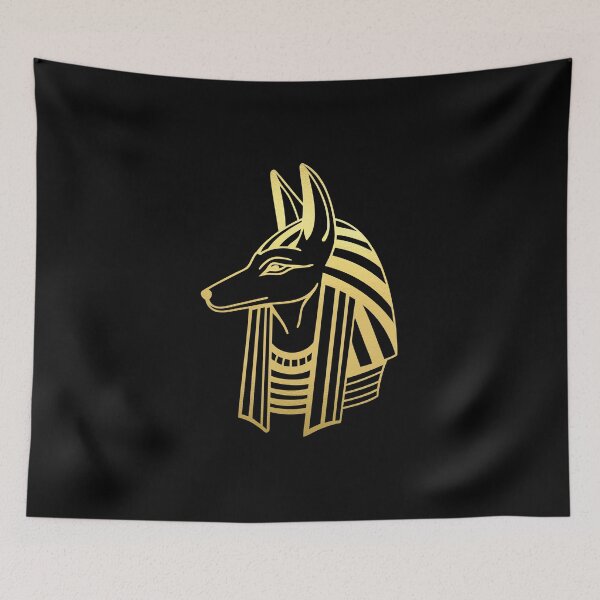 Item preview, Anubis, the ancient Egyptian god of death, depicted in a monochrome illustration with a dog's head. designed and sold by My Kind of Mood.