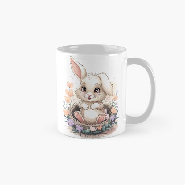 Item preview, Cute Baby Bunny in Nest Floral Artwork, Adorable Rabbit Illustration designed and sold by WILDEVIOLET.