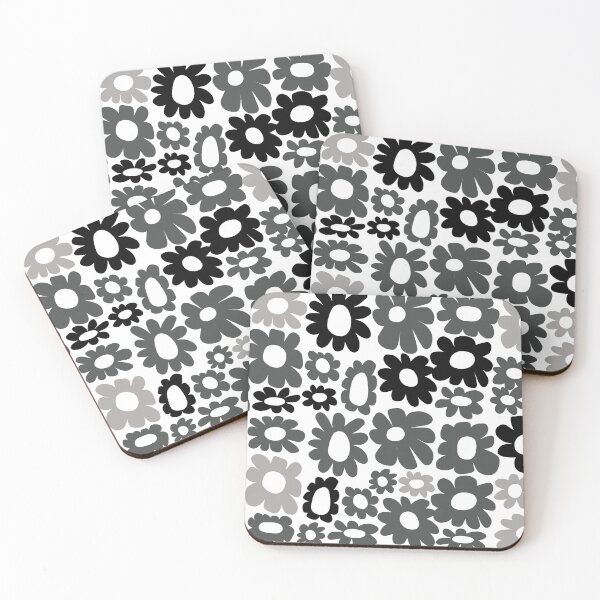 Item preview, Monochrome chunky retro floral designed and sold by dorisandfred.