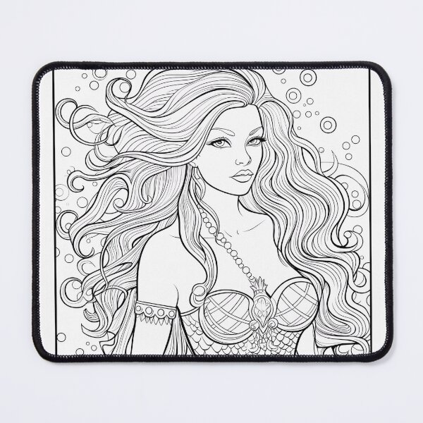 Item preview, Mermaid #4 Coloring Page Pattern designed and sold by DavidColoring.