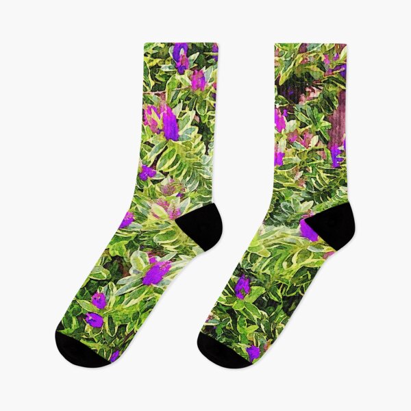 Item preview, Colorful watercolor painting of purple hebe flowers with green foliage designed and sold by GestaltImagery.