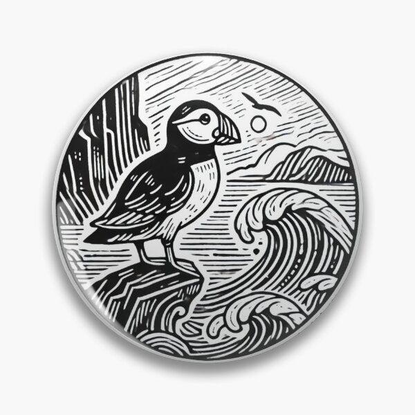 Item preview, British Isles Puffin – Coastal Heritage Linework Art designed and sold by D'riftr.
