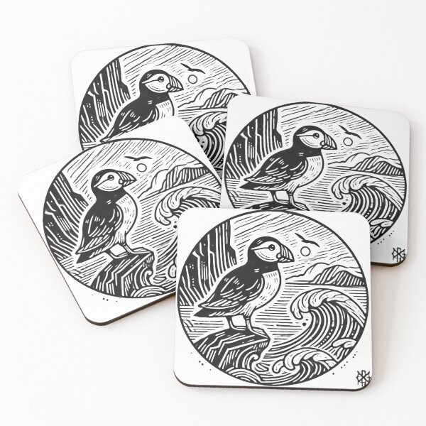 Item preview, British Isles Puffin – Coastal Heritage Linework Art designed and sold by D'riftr.